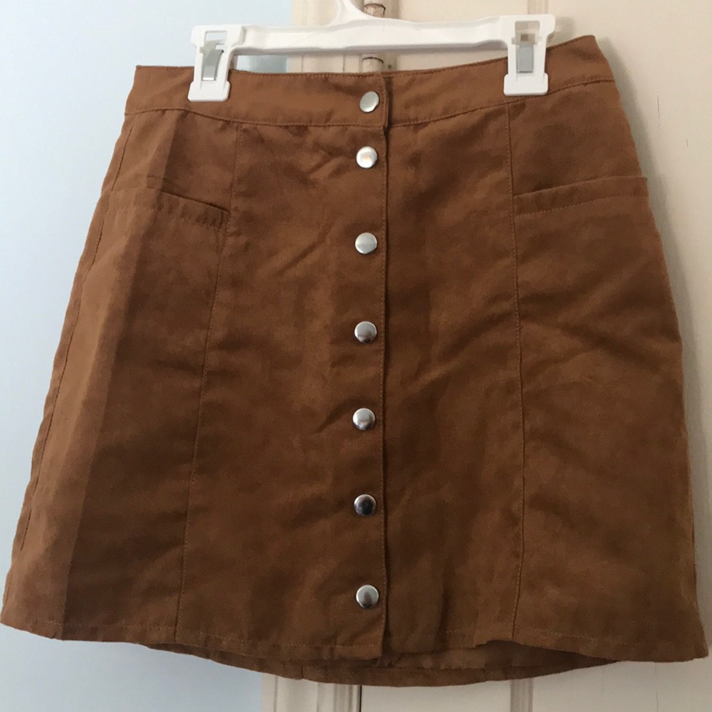H&M brown faux suede skirt